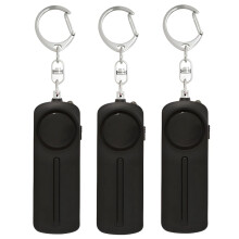 3Pack Safety Alarm Keychains 130dB Loud Siren with LED Light for Emergency Protection Black