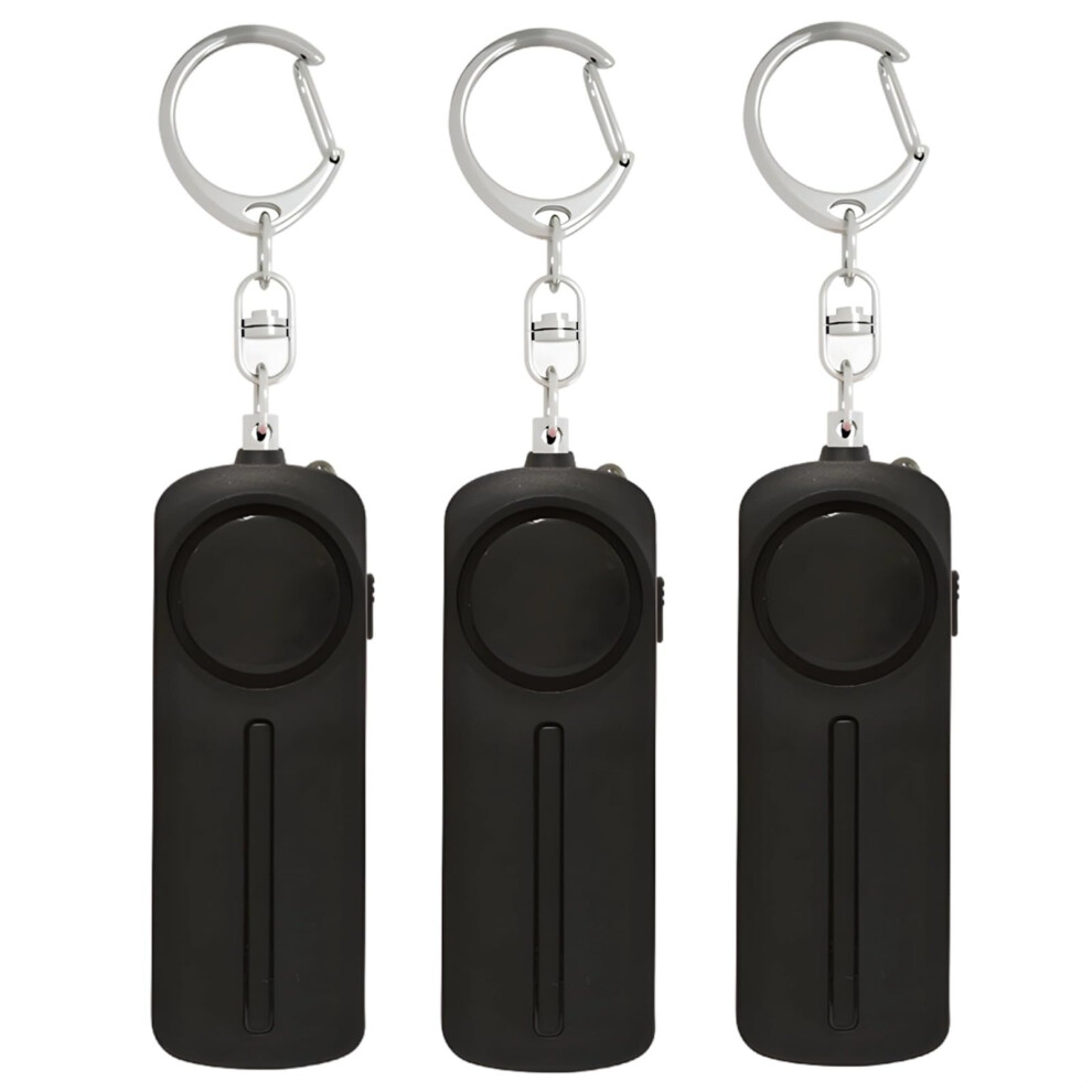 3Pack Safety Alarm Keychains 130Db Loud Siren With Led Light For Emergency Protection Black 9174973762096
