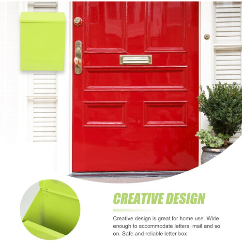 Vintage Green Wall Mounted Locking Mailbox Large Capacity Secure Mail Storage for Home and Office 2