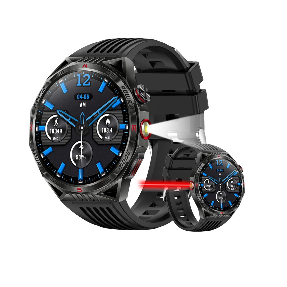 Bluetooth Smartwatch With Laser Pointer Compass Flashlight Ip68 1.85' Display Heart Rate 9053599245353