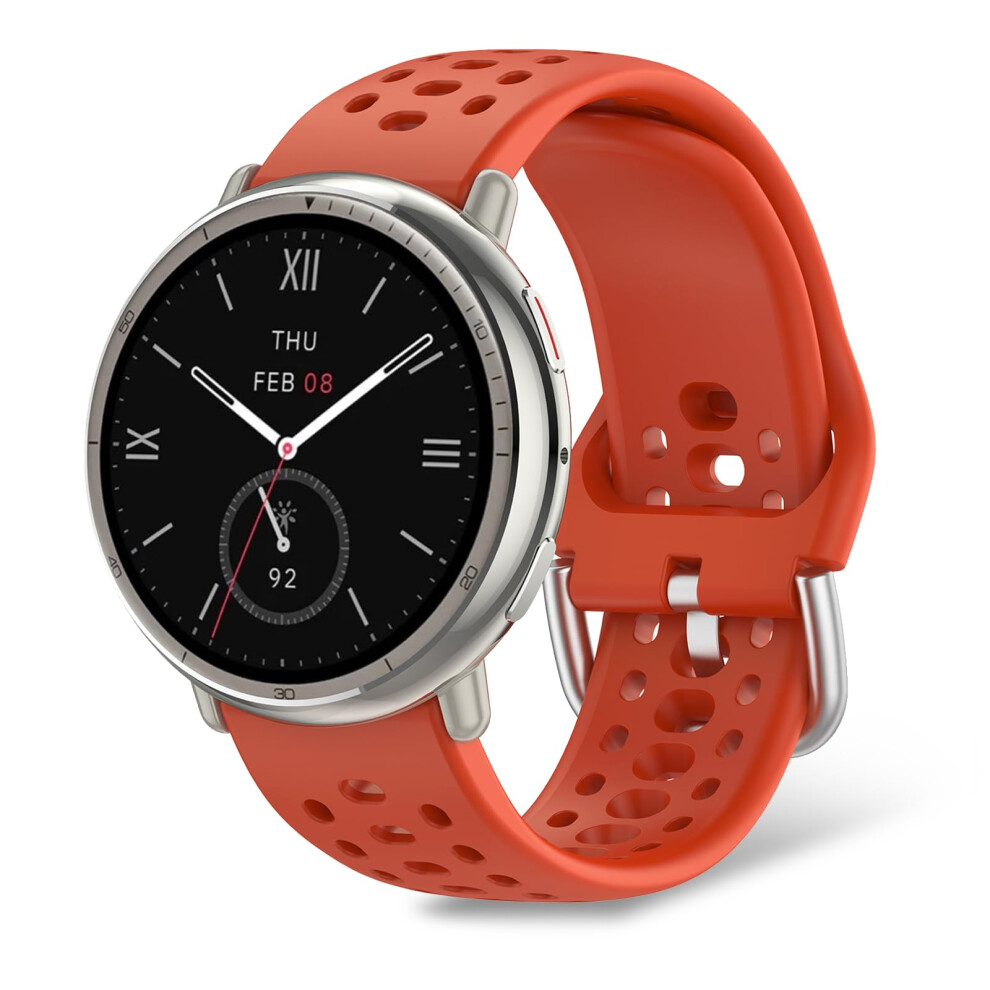 Soft Breathable Silicone Sport Strap With Secure Buckle For Amazfit Active 2 Watch Red 9053599245766