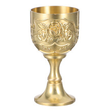 Vintage Goblet Antique Copper Chalice with Flower Engraving for Wine Whiskey Wedding Decor