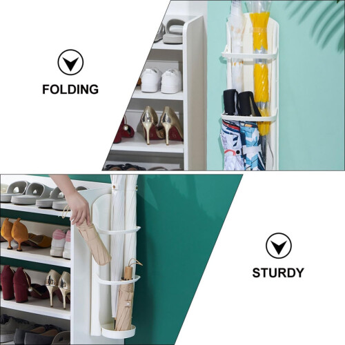 Wall Mounted Umbrella Stand with Adjustable Height, Foldable Rack and Drip Tray for Entryway Storage 1