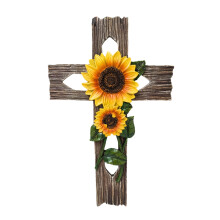 Rustic Wall Cross with Sunflower Accent – Farmhouse Style Resin Hanging for Home and Prayer Room