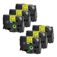 TZe661 36mm Black on Yellow Laminated Label Tape 6 Pack Waterproof 8m Roll for Brother PTouch