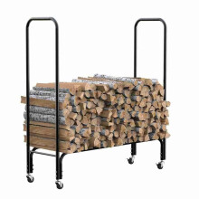 Firewood Rack with Wheels for Indoor Outdoor Use, Compact Upright Rolling Log Storage Holder