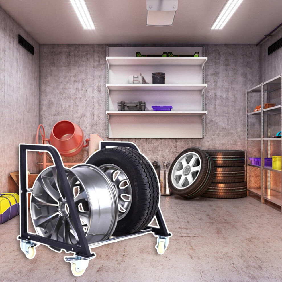 Tire Storage Rack With Heavyduty Metal Frame And 360 Rollers, Mobile Garage Organizer 9169991818481