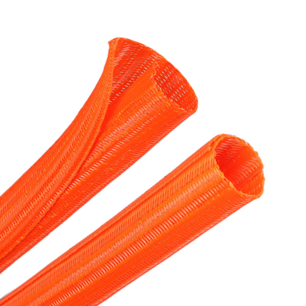 10Ft Orange Pet Braided Cable Management Sleeve 5Mm Wire Protector For Neat Cord Organization 9053599247418