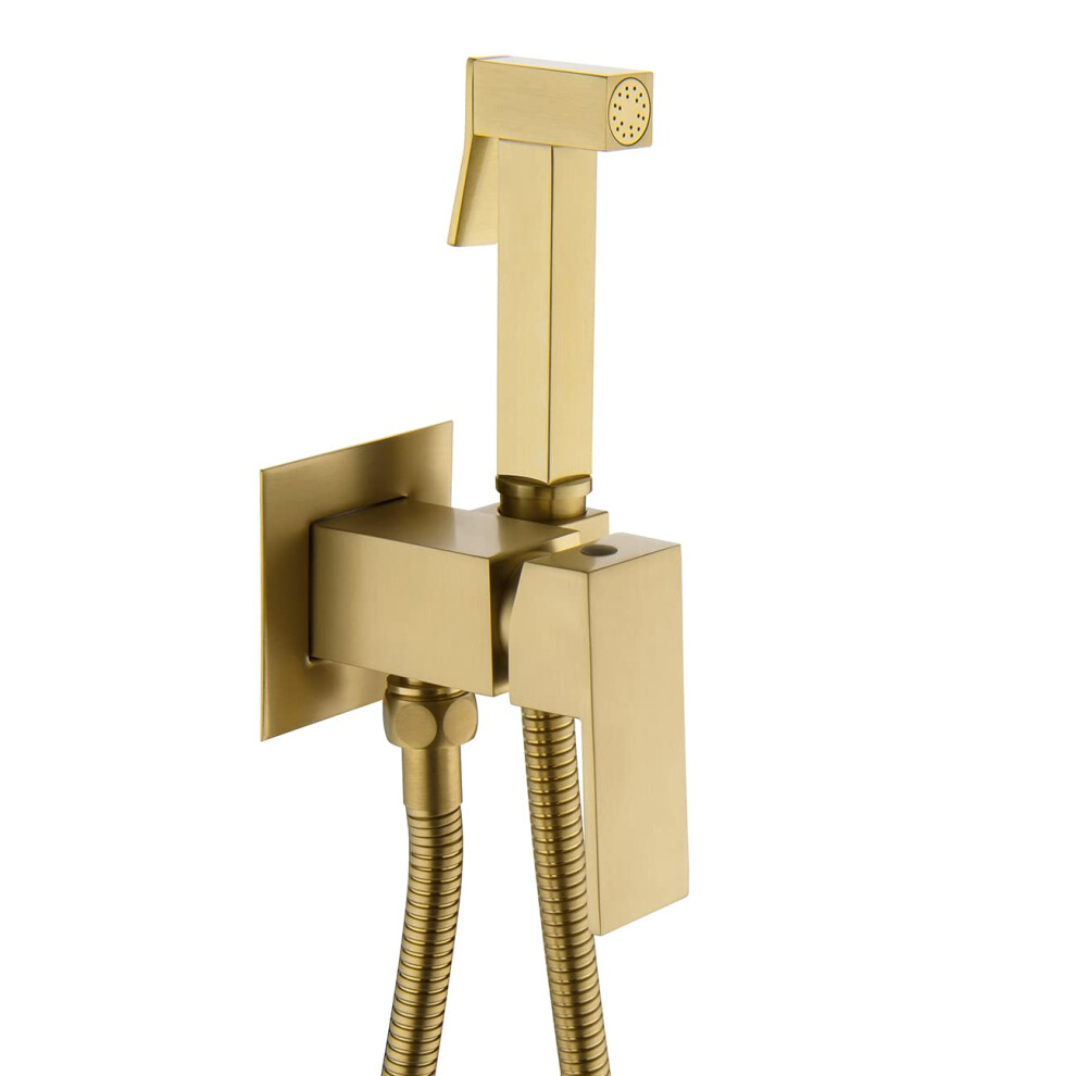 Bidet Sprayer With Hot And Cold Water, Concealed Wall Mount Brushed Gold Handheld Set For Toilet 9169991874432