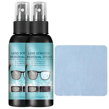 Lens Scratch Remover Spray 100ml Kit for Glasses and Sunglasses with Microfiber Cloth 2 Pack