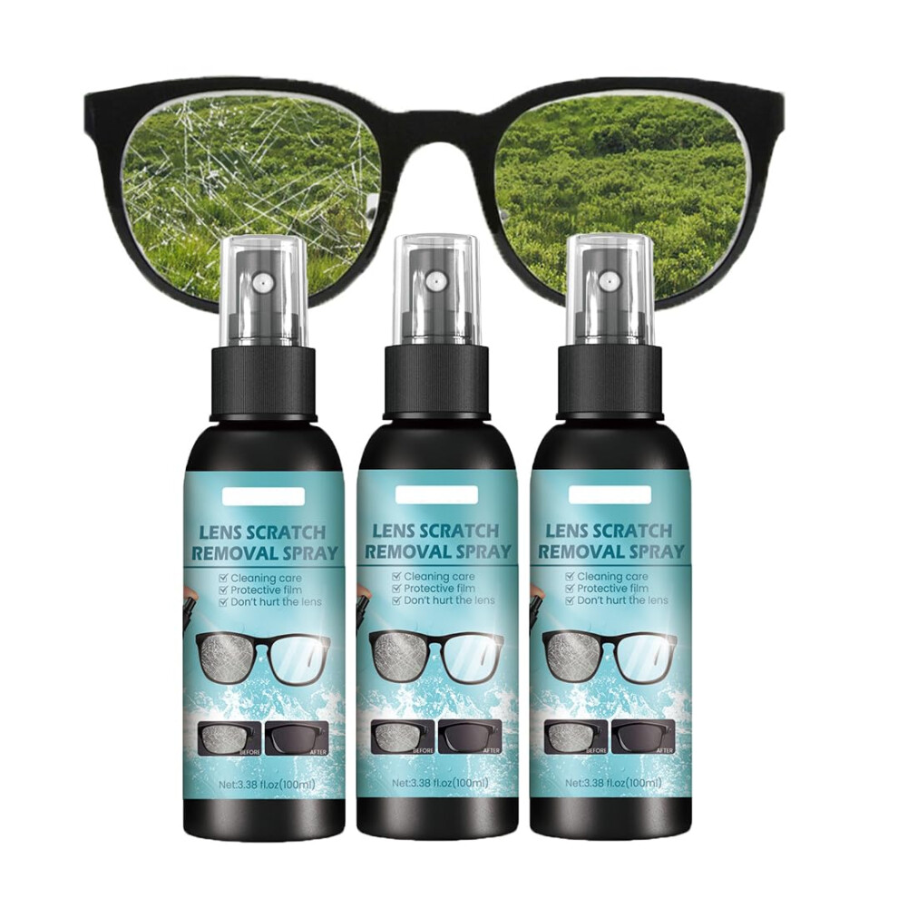 Lens Scratch Remover Spray for Glasses, Eyeglass Scratch  Cleaner, MultiSurface Safe (3Pcs)