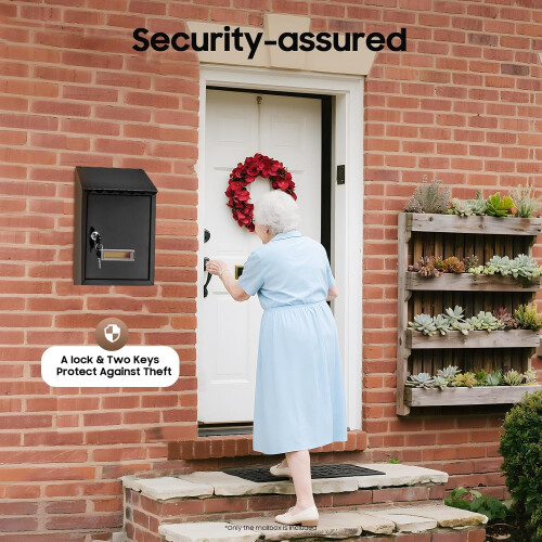 Large Wall Mount Locking Mailbox with Key Lock, Weatherproof Secure Mailbox for Home Office School 2