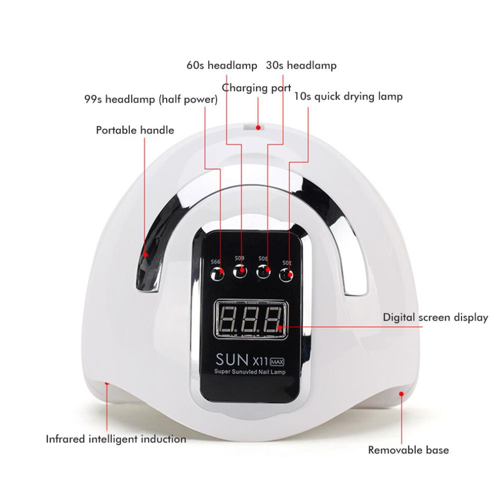 280W Portable UV Nail Lamp 66LED with Auto Sensor & 4 Timer
