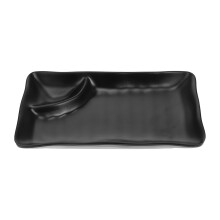 Sushi Serving Plates with Sauce Compartment Japanese Sushi Dish Set Black 7.6x4.5 Inch for Party Ref: 6459