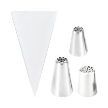 Cake Decorating Tips Grass Piping Nozzle Set Stainless Steel Icing Nozzles with 50 Piping Bags