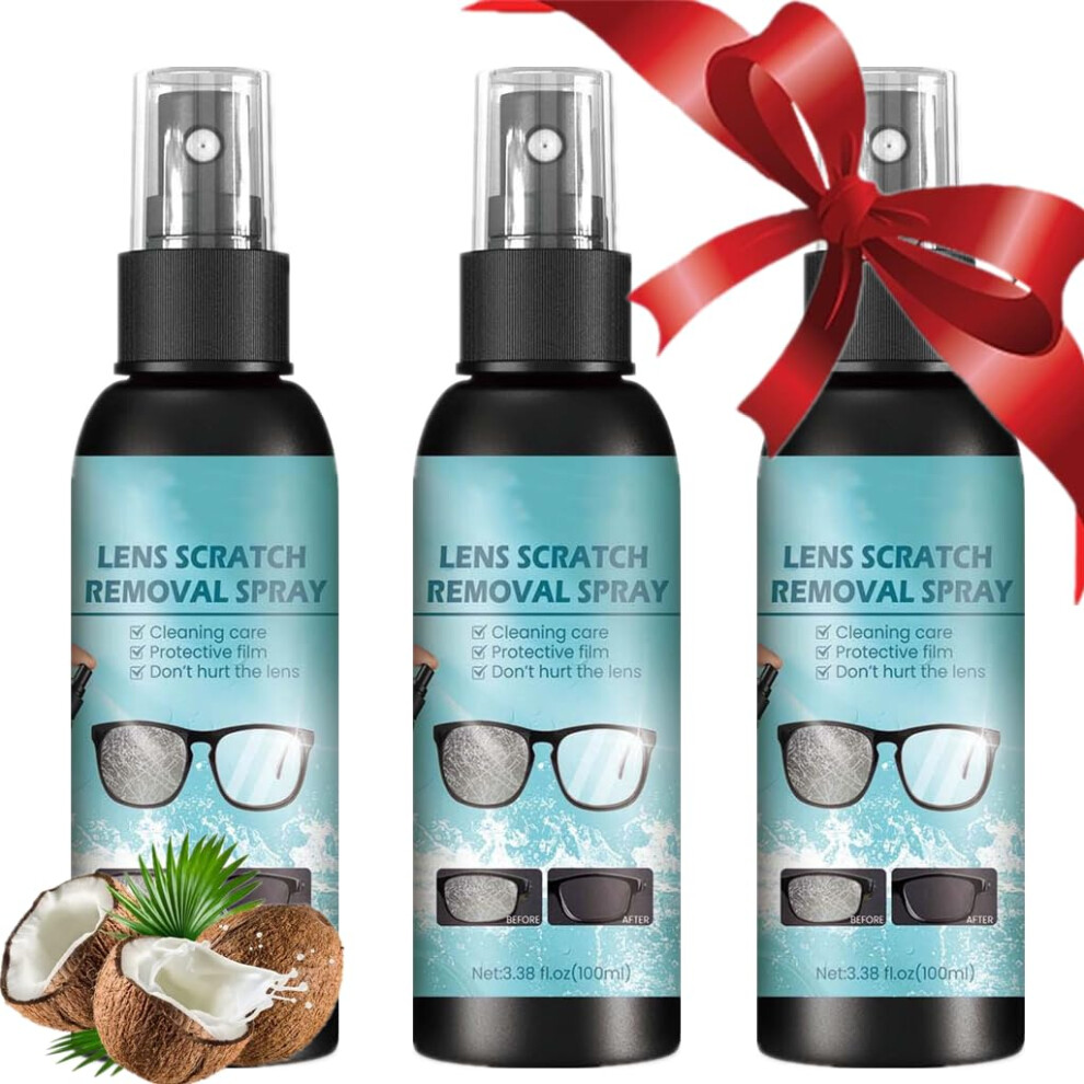 Light Lens Scratch Remover For Glasses And Sunglasses, Antiscratch Eyeglass Cleaner Spray 100Ml, 3Pc