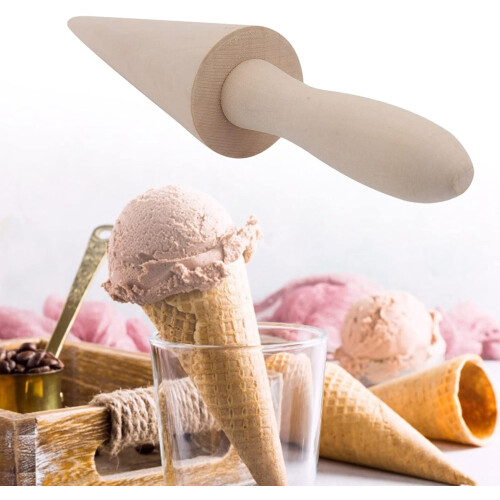 Waffle Cone Roller with Ergonomic Wooden Handle for DIY Ice Cream Cone Baking Kitchen Tool 2