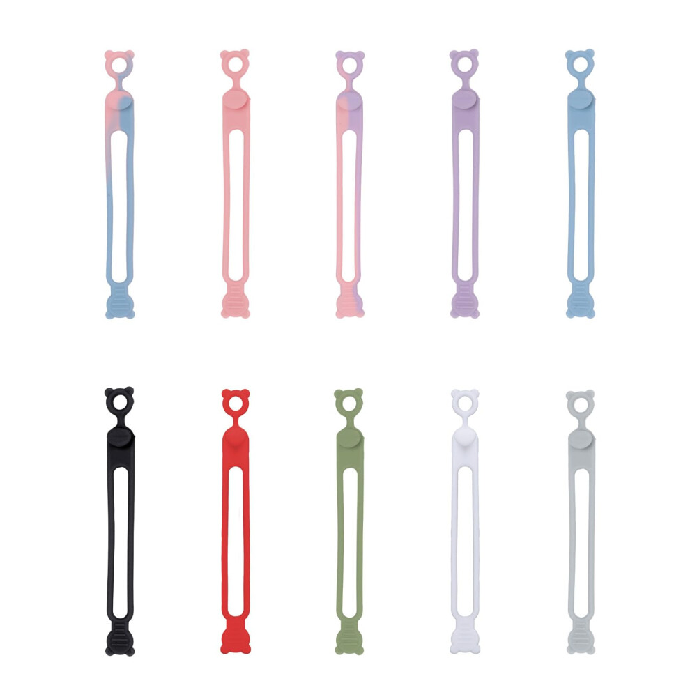 10Pcs Silicone Cable Ties, Reusable Colorful Straps For Tangle Wire And Cord Management 9174973765493