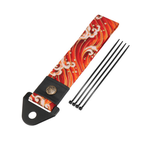 Universal Car Tow Strap with Japanese Wave Pattern, Red Decorative Trailer Belt with Hook