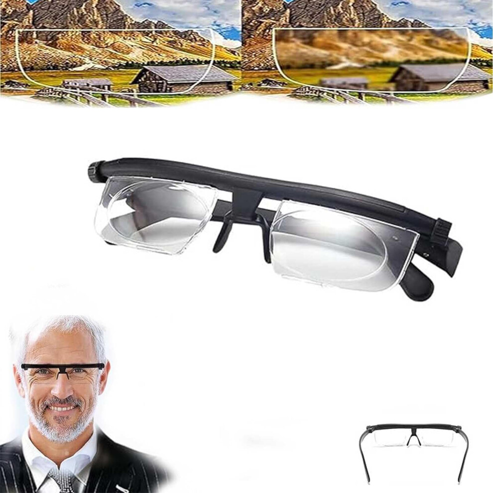 Adjustable Focus Glasses with Dual Dial Adjustment, Continuous Zoom Lenses, Waterproof and Scratchproof