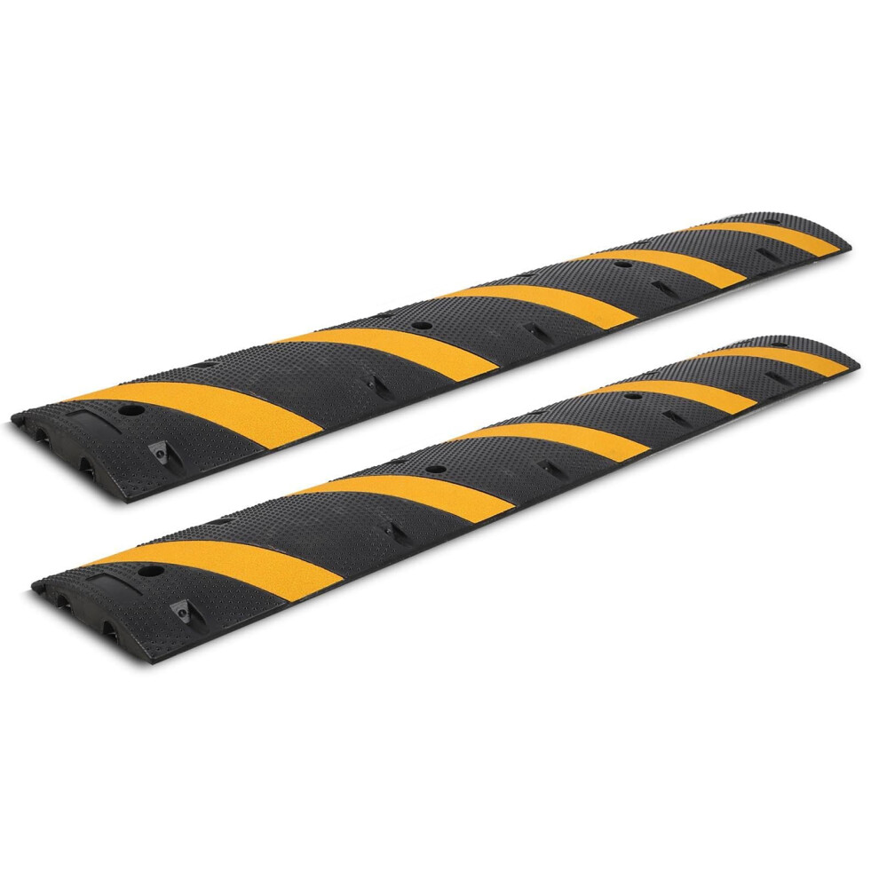 Heavy Duty Rubber Speed Bump With Cable Channel, Modular Ramp For Driveway And Garage 9053599248026