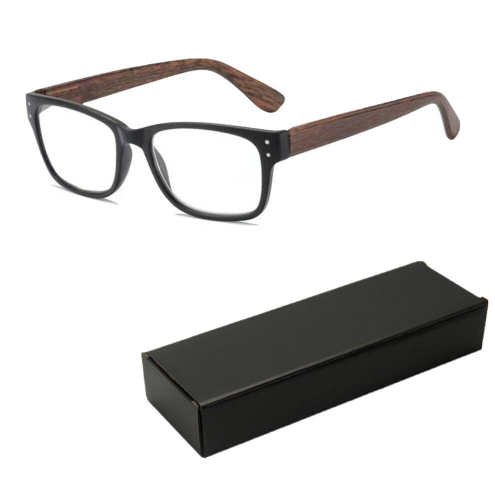 Adjustable Focus Reading Glasses +0.5 to +2.5 Brown Zoom Eyeglasses with Spring Hinges