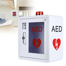 Wall Mounted AED Cabinet with Alarm and Clear Window for Indoor Public Use, White Weatherproof