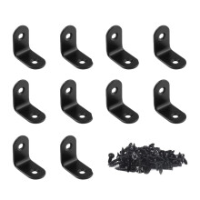 10PCS Black Stainless Steel L Bracket Corner Brace, Heavy Duty 90 Degree Shelf Bracket for Wood Furniture and Boxes (1'x1')