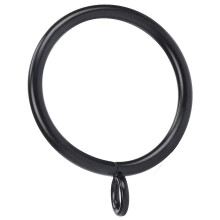 60 Black 1.5 Inch Steel Curtain Rings with Eyelets for 1 1/4 Inch Rod, Smooth Slide, Heavy Support