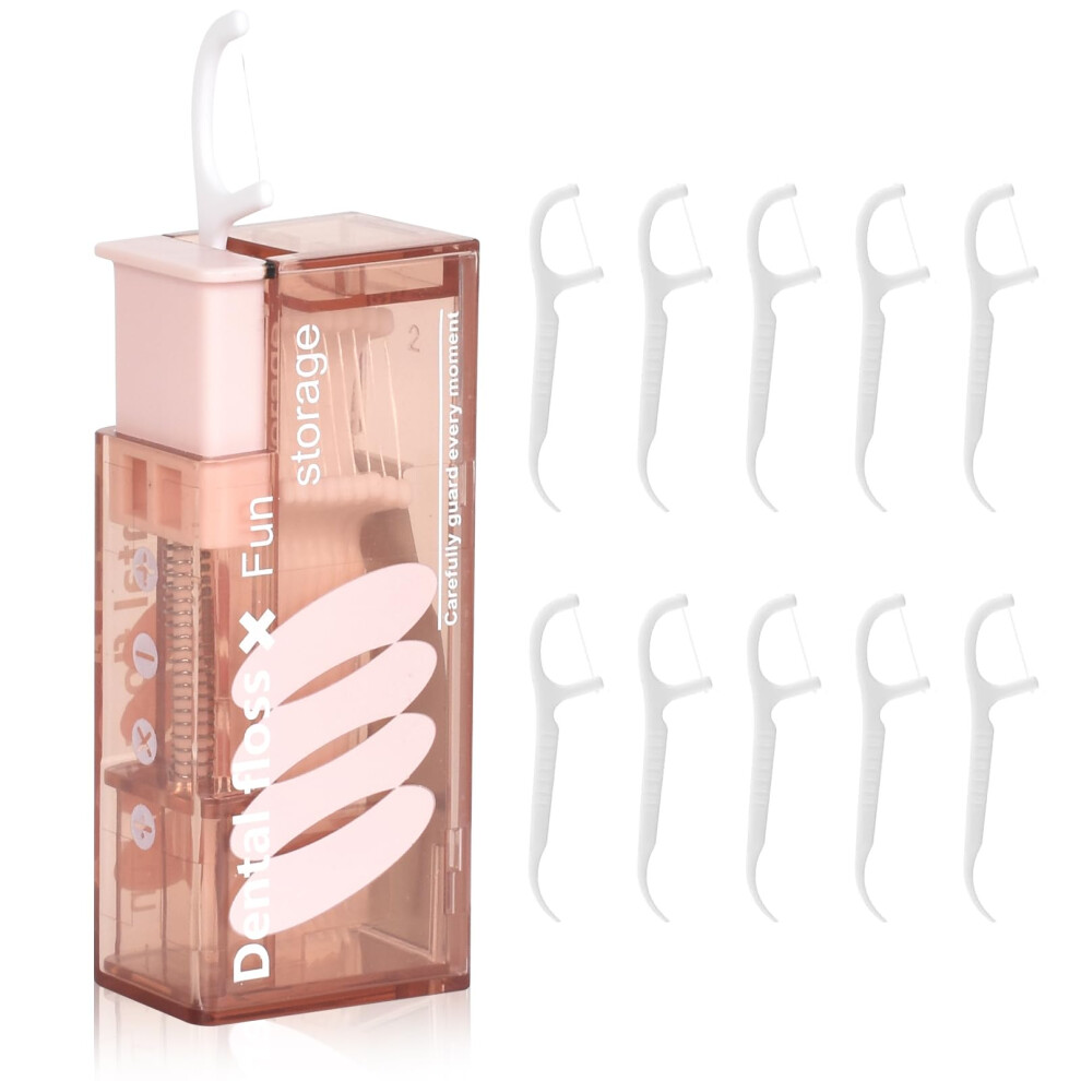 Pink Travel Dental Floss Dispenser With Hygienic Airtight Storage, Refillable Floss Pick Case,