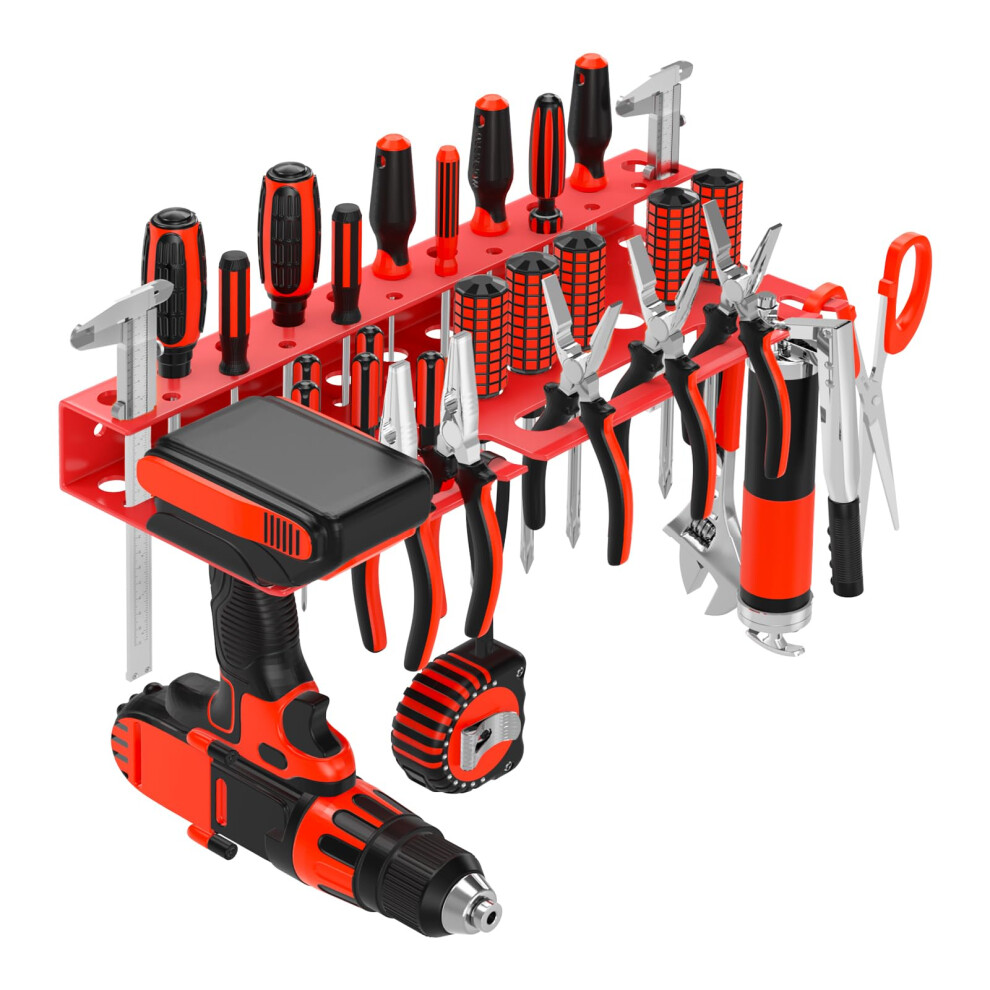 Wall Mounted Tool Rack Metal Screwdriver And Plier Organizer For Garage Workbench Red 1Pc 9113335871632
