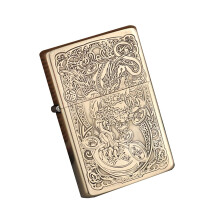 Retro Metal Windproof Kerosene Lighter with Sexy Girl Design, Refillable Durable Pocket Size