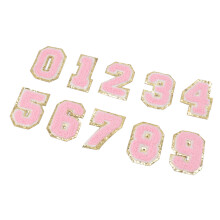 10 Stück rosa Zahlenaufnäher 0-9 Baumwolle zum Aufbügeln 5,5 cm für Kleidung & Schuhe