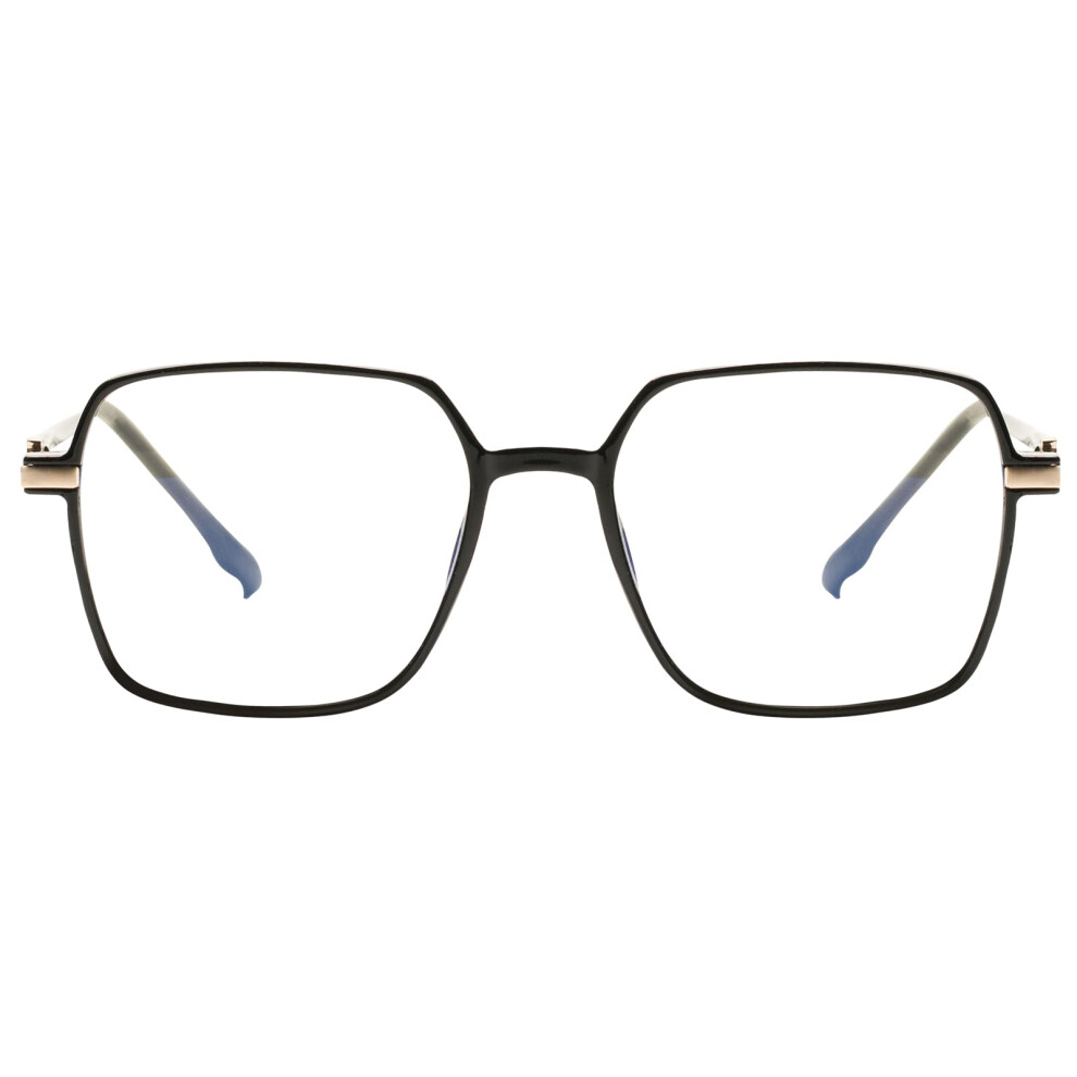 Oversized Square Blue Light Blocking Reading Glasses for Women with Precision Magnifier Lenses