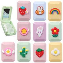 10Pcs Contact Lens Case,Cute Kit with Mirror,Tweezers,Remover Tool Stick for Travel Home