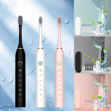 Rechargeable Electric Toothbrush 42000RPM Frequency Vibration 6 Modes IPX7 Waterproof Travel Case