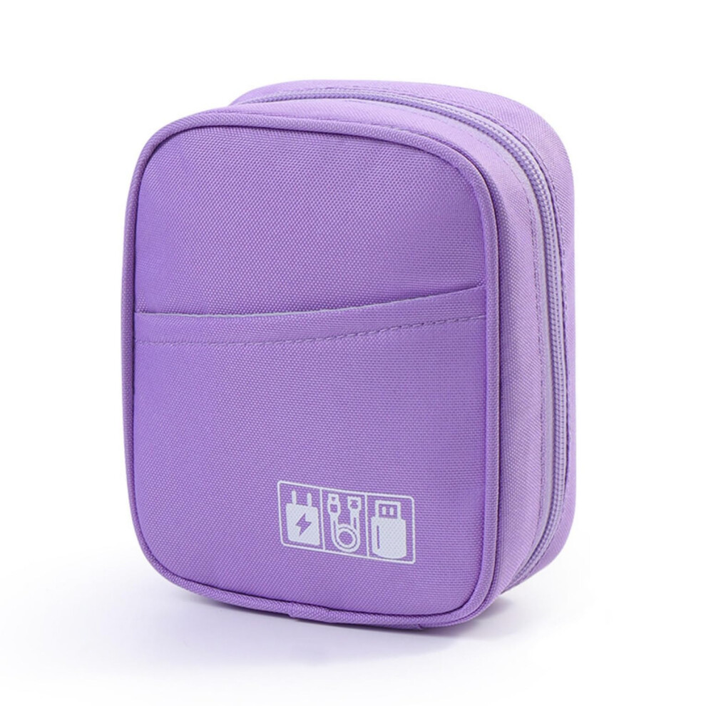 Electronics Organizer Bag Compact Travel Cable Storage Case For Chargers And Accessories Purple 9174973766438