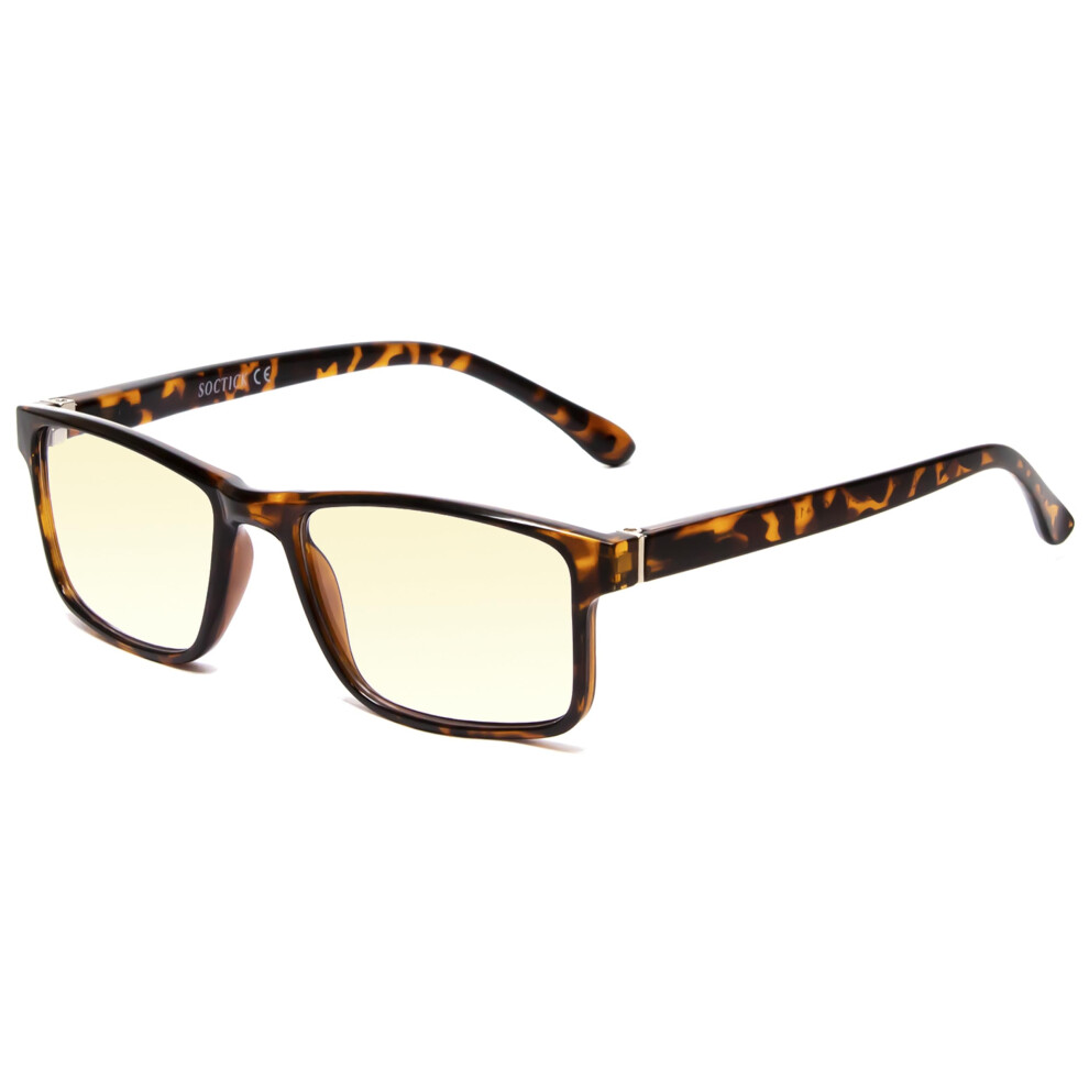 Blue/Light Tortoise Frame Clear Lens Eyeglasses With Photochromic Transition For Sensitivity