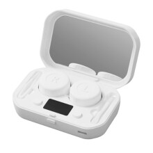 Ultrasonic contact lens cleaner for soft and colored lenses