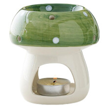 Cute Green Mushroom Ceramic Candle Holder and Oil Burner for Aromatherapy Home or Office Decor