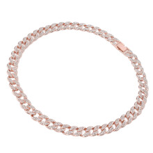 Chunky ankelarmbånd Klassisk cubansk leddesign Diamantbesat design Iced Out cubansk ledkæde Materiale af høj kvalitet med blank tekstur, korrosion