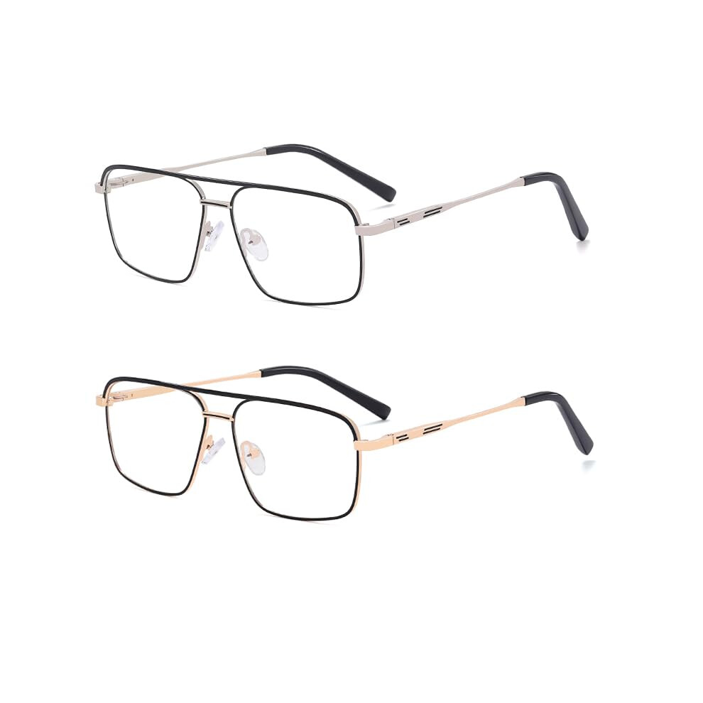 Blue/Light Blocking Reading Glasses 1.25X Magnification Square Frame Spring Hinge Set Of 2