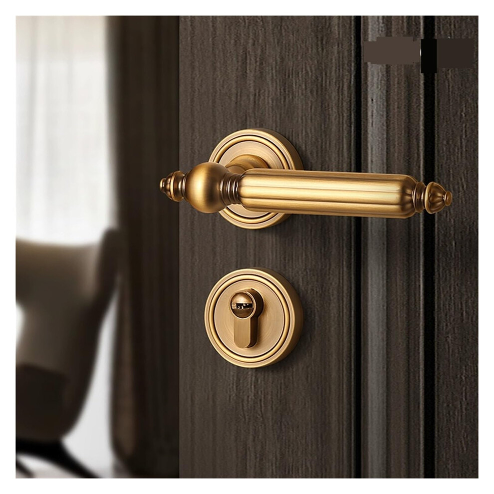 Interior Wooden Door Lock With Magnetic Silent Closure, Silver And Yellow Bronze Door Lever Handle 9092120657289