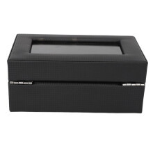 Elegant 3 Slot Watch Box Lockable PU Leather Storage with Transparent Lid Black