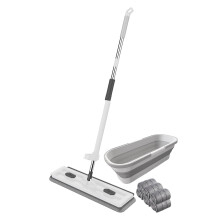 Large Flat Mop and Bucket Set with 6 Washable Microfiber Pads, 360 Rotating Head, Wet and Dry Cleaning