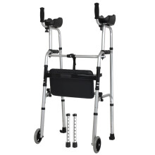 Upright Forearm Support Walking Frame with Wheels, Adjustable Height Lightweight Aluminum Rollator for Seniors