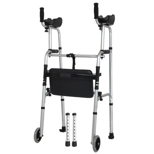 Walker with Wheels Adjustable Height Folding Walker for Tall Seniors with Forearm Support