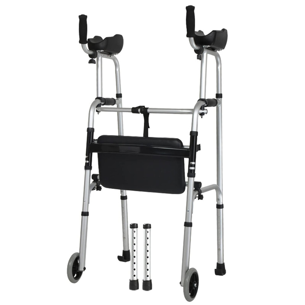 Upright Forearm Support Walking Frame with Wheels, Adjustable Height Lightweight Aluminum Rollator for Seniors