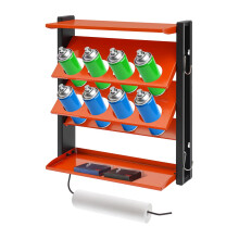 Wall Mount Spray Paint Can Holder with 8 Slots and Shelves, Heavy Duty Metal Organizer for Garage