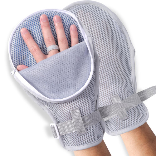 Security Restraint Gloves ZipGray 2Pcs with Adjustable Fit and Durable Reinforced Design